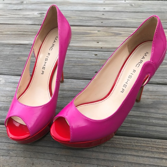 Marc Fisher Shoes - Marc Fisher Women Heels Shoes Open Toe Pink Red